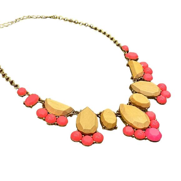 Kate Spade New York 'Day Tripper' Stone Bib Necklace Hot Pink/Wood - Picture 4 of 7
